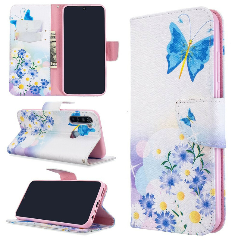 Funda Xiaomi Redmi Note 8T pintada con mariposas y flores