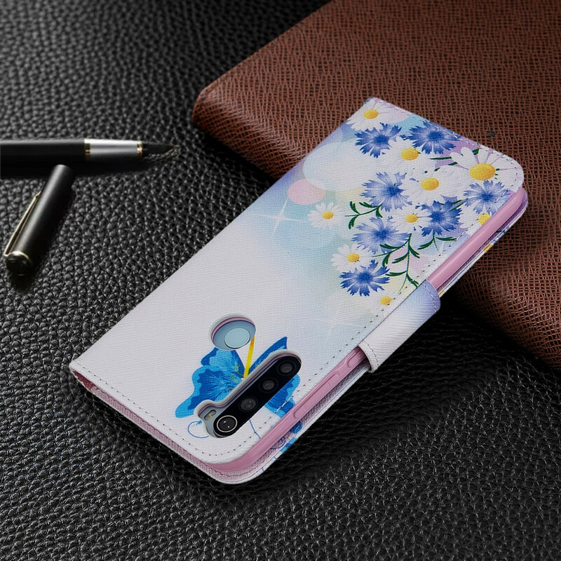 Funda Xiaomi Redmi Note 8T pintada con mariposas y flores