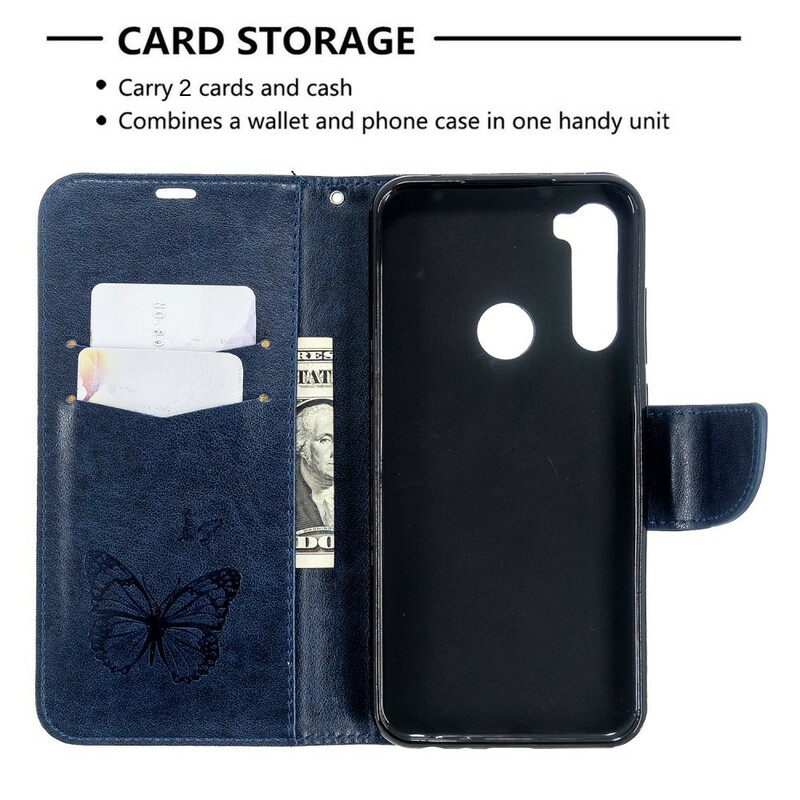 Funda con colgante estampada de mariposa para el Xiaomi Redmi Note 8T
