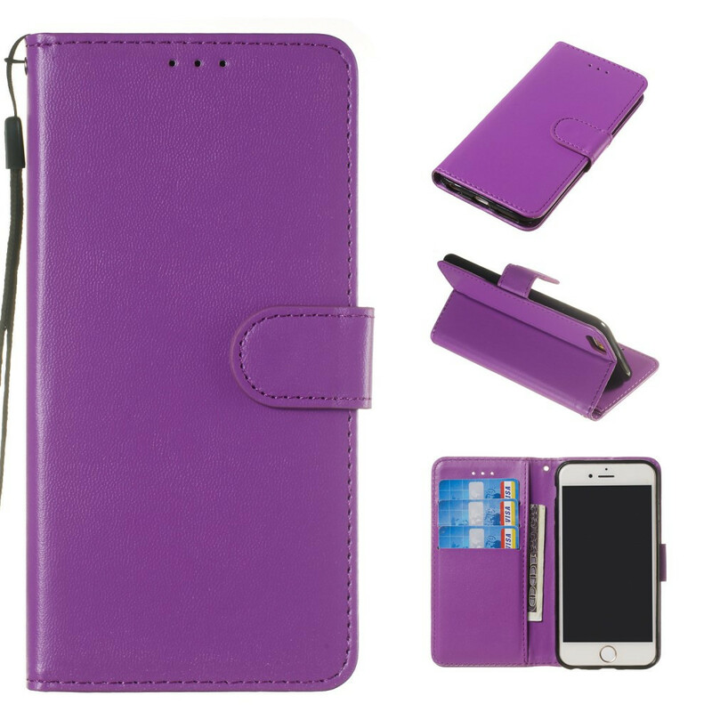 Funda de piel para iPhone 6/6S de color puro con colgante