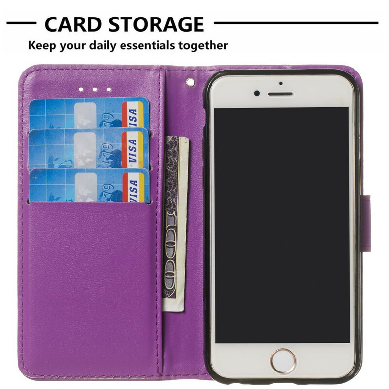 Funda de piel para iPhone 6/6S de color puro con colgante