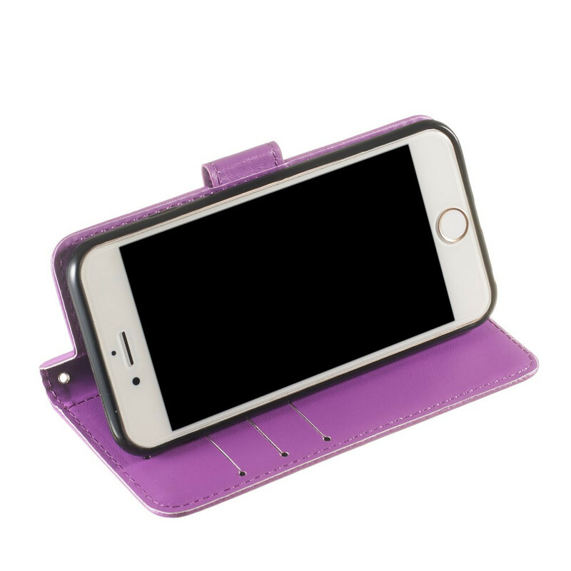 Funda de piel para iPhone 6/6S de color puro con colgante