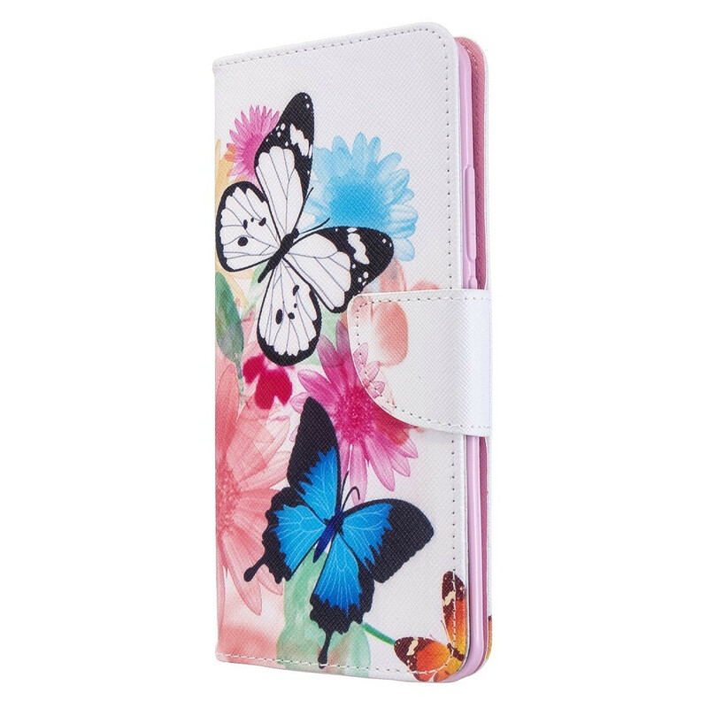 Funda Xiaomi Mi Note 10 pintada con mariposas y flores