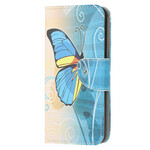 Funda de mariposa Samsung Galaxy A51 azul y amarilla