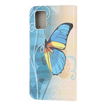 Funda de mariposa Samsung Galaxy A51 azul y amarilla