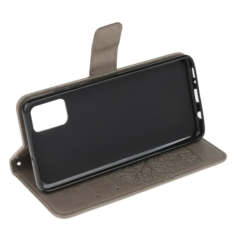 Funda con colgante para el Samsung Galaxy A51 de árbol y búho