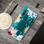 Xiaomi Mi Note 10 Funda de flor de acuarela transparente