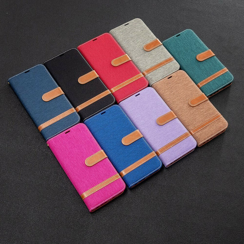 Funda de tela y colgante con efecto cuero para el Xiaomi Redmi Note 8T