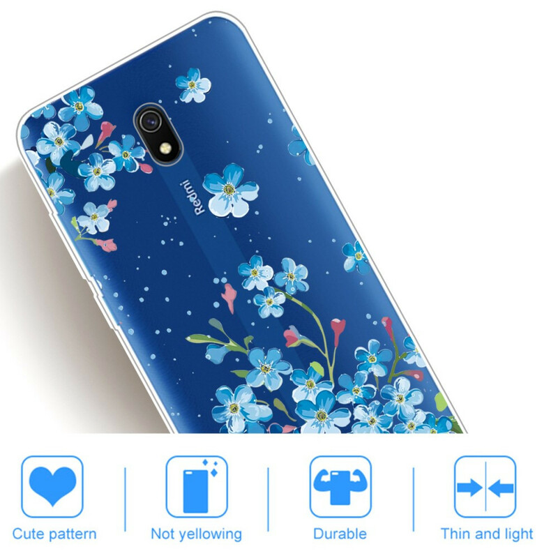 Funda de flores azules para el Xiaomi Redmi 8A