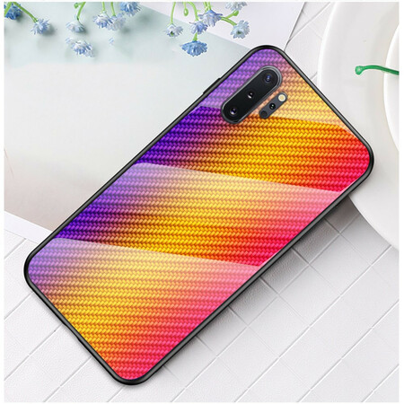 Samsung Galaxy Note 10 Plus Funda de cristal templado de fibra de carbono
