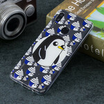 Funda transparente de pingüinos de Huawei P Smart 2019