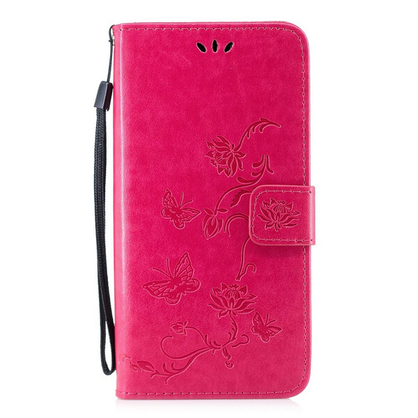 2019 Huawei P Smart Funda Mariposas y flores con colgante