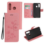 2019 Huawei P Smart Funda Mariposas y flores con colgante 2019 Huawei P Smart Funda Mariposas y flores con colgante