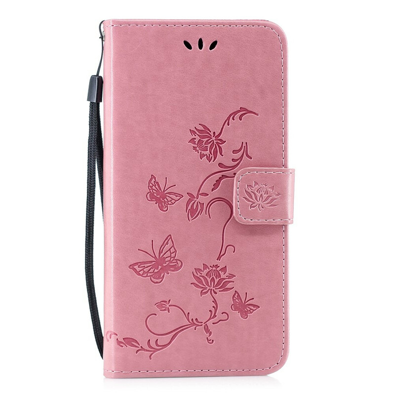2019 Huawei P Smart Funda Mariposas y flores con colgante 2019 Huawei P Smart Funda Mariposas y flores con colgante