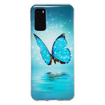 Samsung Galaxy S20 Funda Mariposa Azul Fluorescente