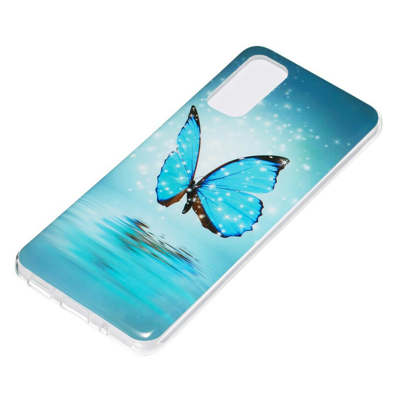 Samsung Galaxy S20 Funda Mariposa Azul Fluorescente