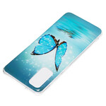 Samsung Galaxy S20 Funda Mariposa Azul Fluorescente