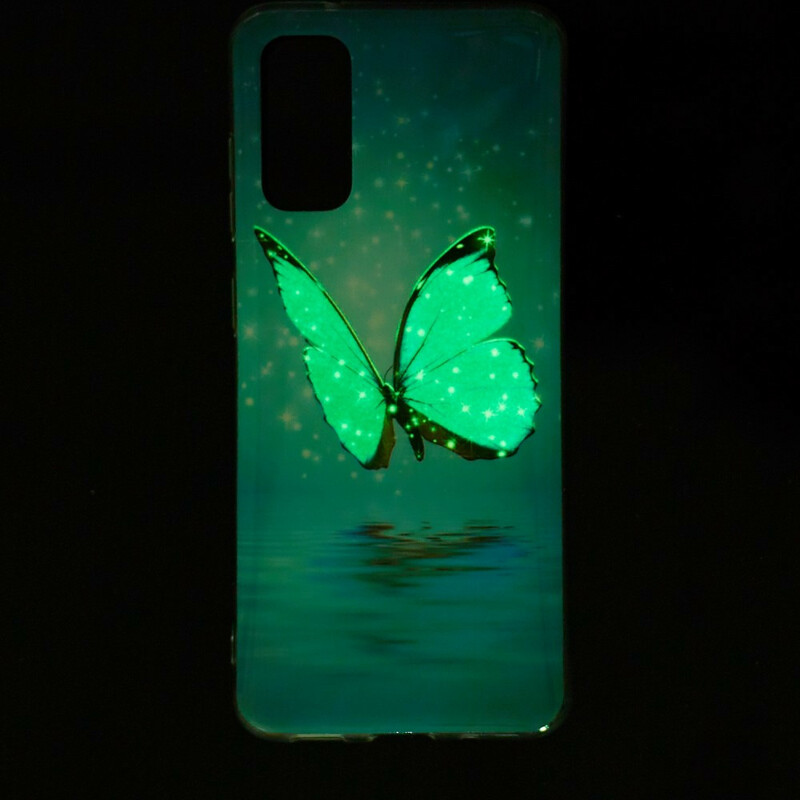 Samsung Galaxy S20 Funda Mariposa Azul Fluorescente