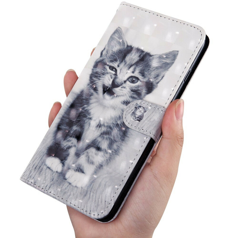 Funda de gato para Samsung Galaxy A71 en blanco y negro