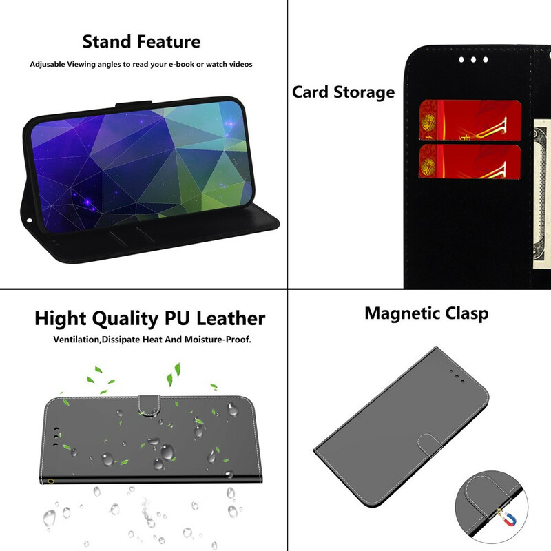 Samsung Galaxy A71 Funda de cuero falso MIroir Cover
