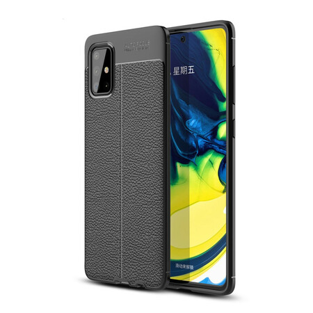 Funda de piel Samsung Galaxy A71 efecto lichi doble línea