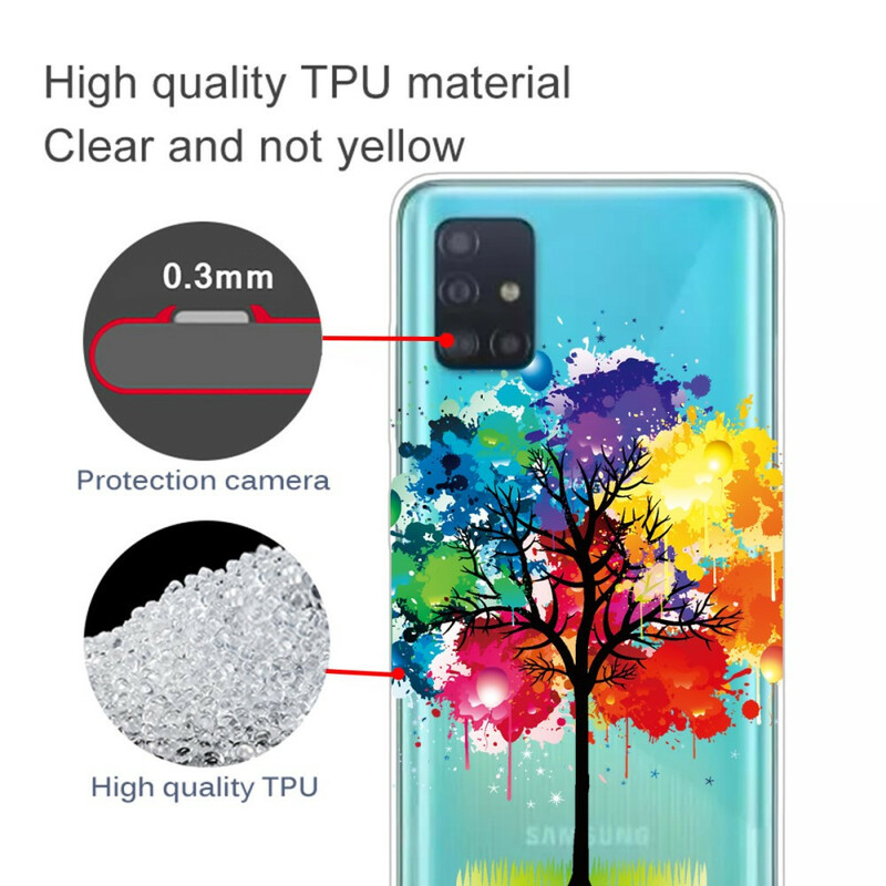 Samsung Galaxy A71 Funda de árbol de acuarela transparente