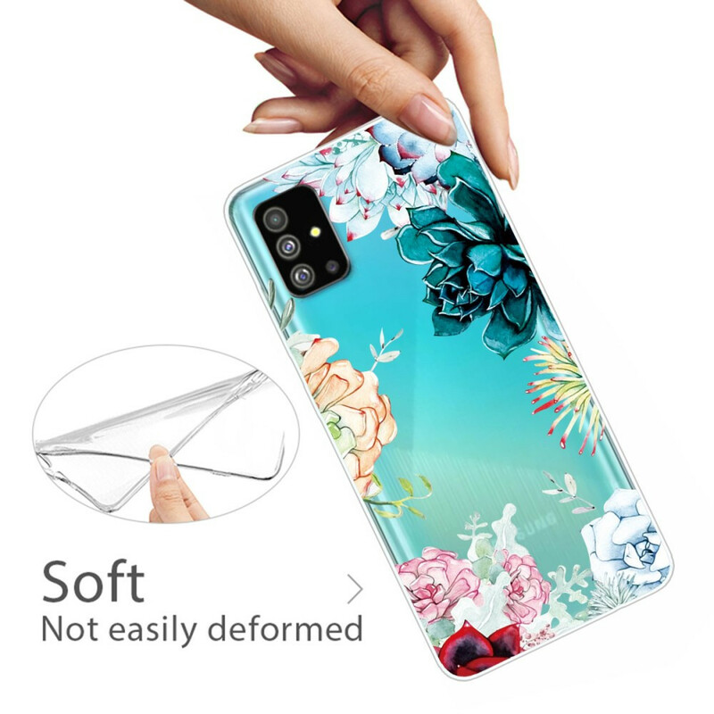 Samsung Galaxy S20 Plus Funda de flor de acuarela transparente