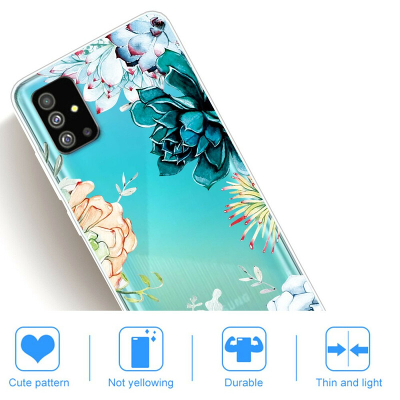 Samsung Galaxy S20 Plus Funda de flor de acuarela transparente