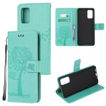 Funda con colgante para el Samsung Galaxy S20 Árbol y Búho