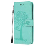 Funda con colgante para el Samsung Galaxy S20 Árbol y Búho