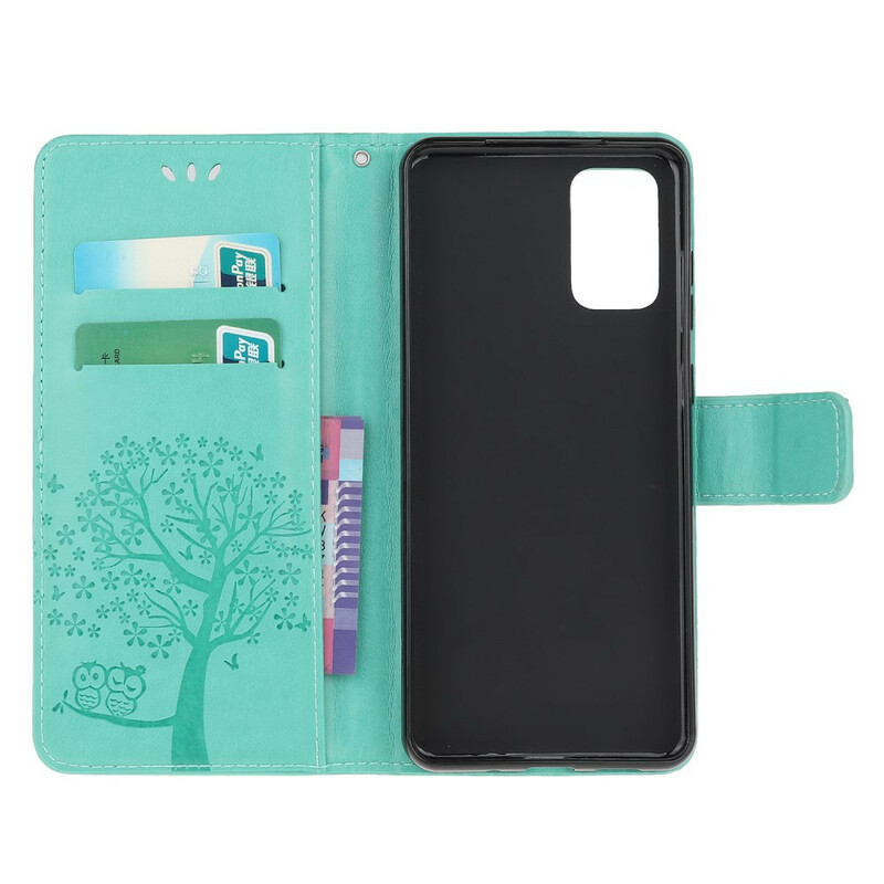 Funda con colgante para el Samsung Galaxy S20 Árbol y Búho