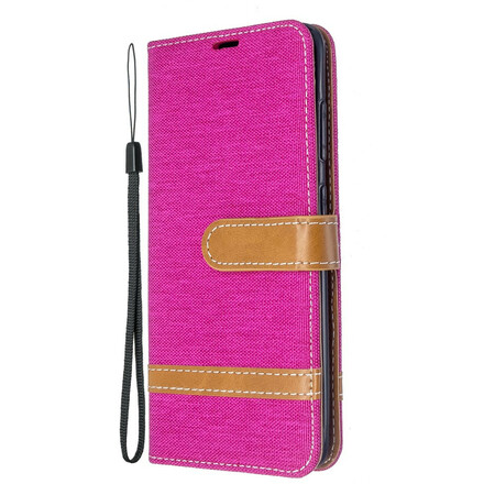 Funda Samsung Galaxy S20 efecto tela y cuero con colgante