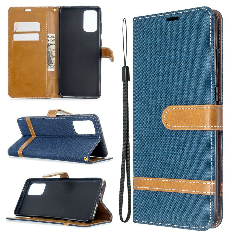 Funda de tela y efecto cuero para Samsung Galaxy S20 Plus con colgante