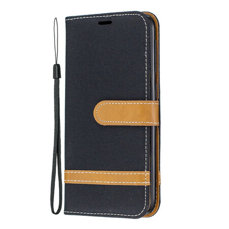 Funda de tela y efecto cuero para Samsung Galaxy A10e con colgante