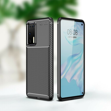 Funda de fibra de carbono con textura flexible para el Huawei P40