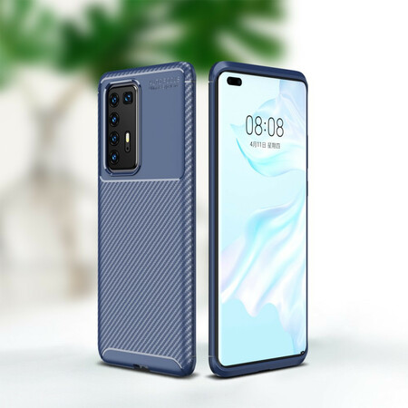 Funda del Huawei P40 Pro con textura flexible de fibra de carbono