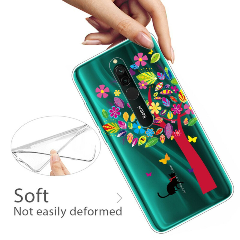 Funda Xiaomi Redmi 8 Gato bajo el árbol de colores