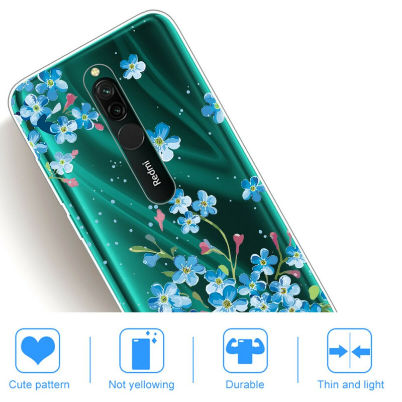 Xiaomi Redmi 8 Funda de flores azul