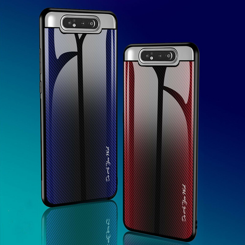 Funda de cristal templado de fibra de carbono para Samsung Galaxy A80