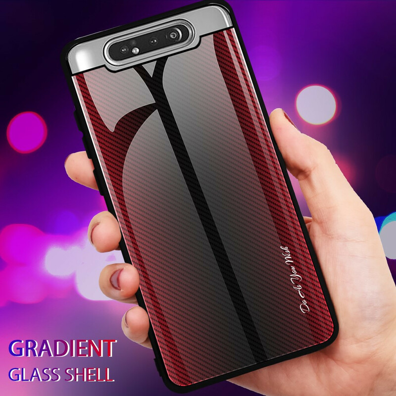 Funda de cristal templado de fibra de carbono para Samsung Galaxy A80