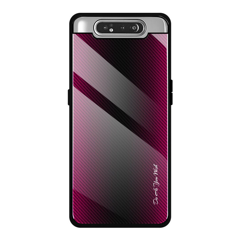 Funda de cristal templado de fibra de carbono para Samsung Galaxy A80