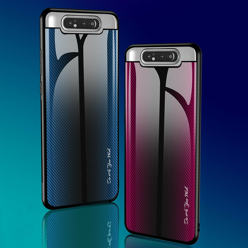 Funda de cristal templado de fibra de carbono para Samsung Galaxy A80
