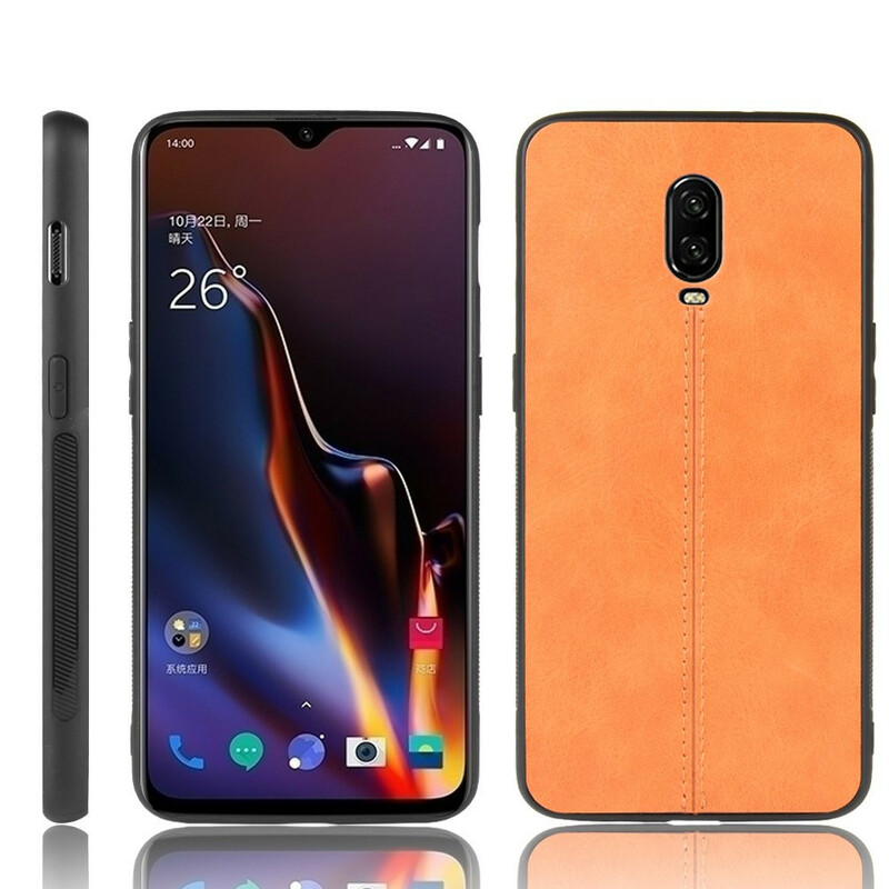 Funda de cuero estilo OnePlus 6T cosida