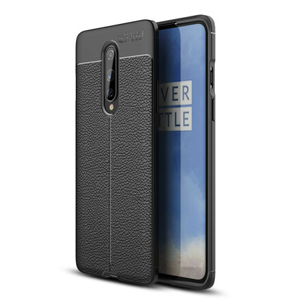 Funda de piel para OnePlus 8 efecto lichi doble línea