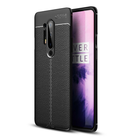 Funda de cuero OnePlus 8 Pro efecto lichi doble línea