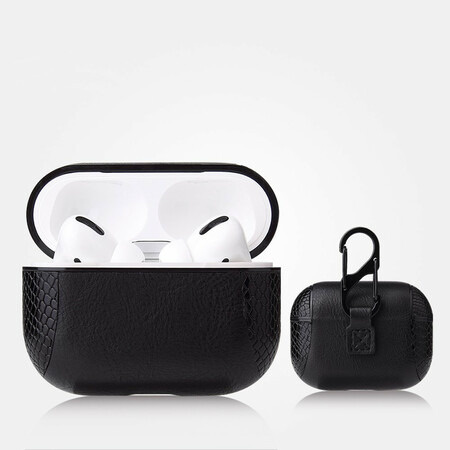 Estuche de los AirPods Pro estilo piel de serpiente con mosquetón
