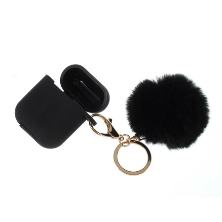Estuche de Silcione para los AirPods y mosquetón de peluche