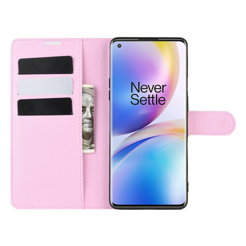 OnePlus 8 Pro Style Funda de cuero Lichi Premium