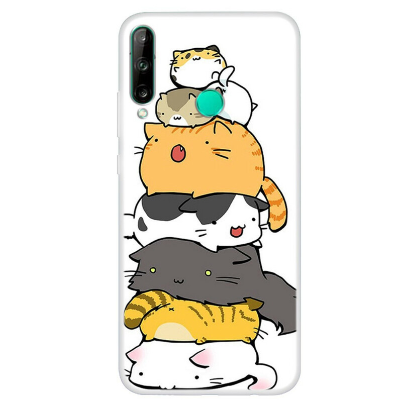 Huawei P40 Lite E Funda Pile of Cartoon Cats