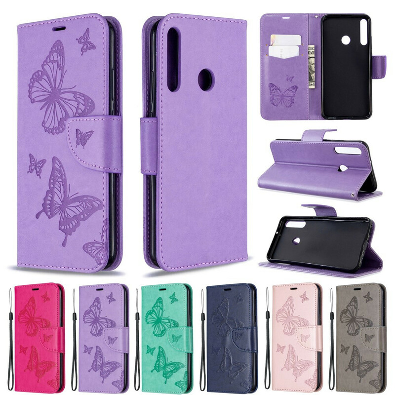 Funda Huawei P40 Lite E Mariposas y solapa oblicua